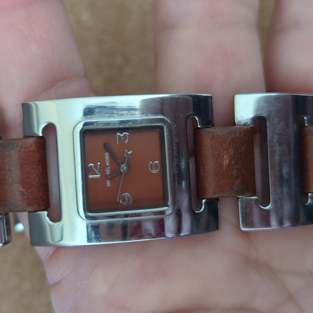 Michael Kors Silver and Brown Women's Watch - Picture 10 of 11